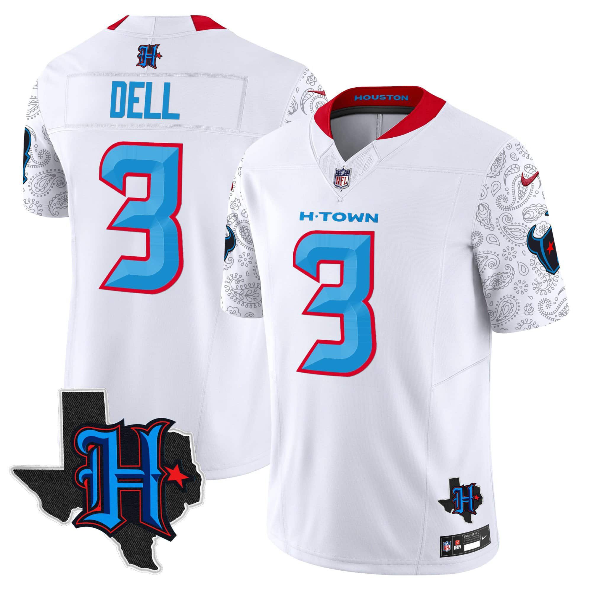 Men Houston Texans 3 Dell White 2024 Nike Texas Patch Vapor Limited NFL Jersey